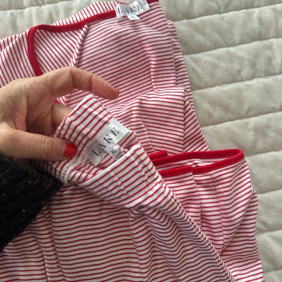 Lake Pajamas red and white striped long sleeve pjs size XL - Picture 4 of 4